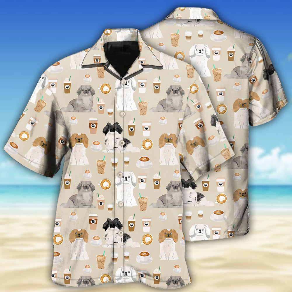 Pekingese Dog And Coffee Basic - Hawaiian Shirt