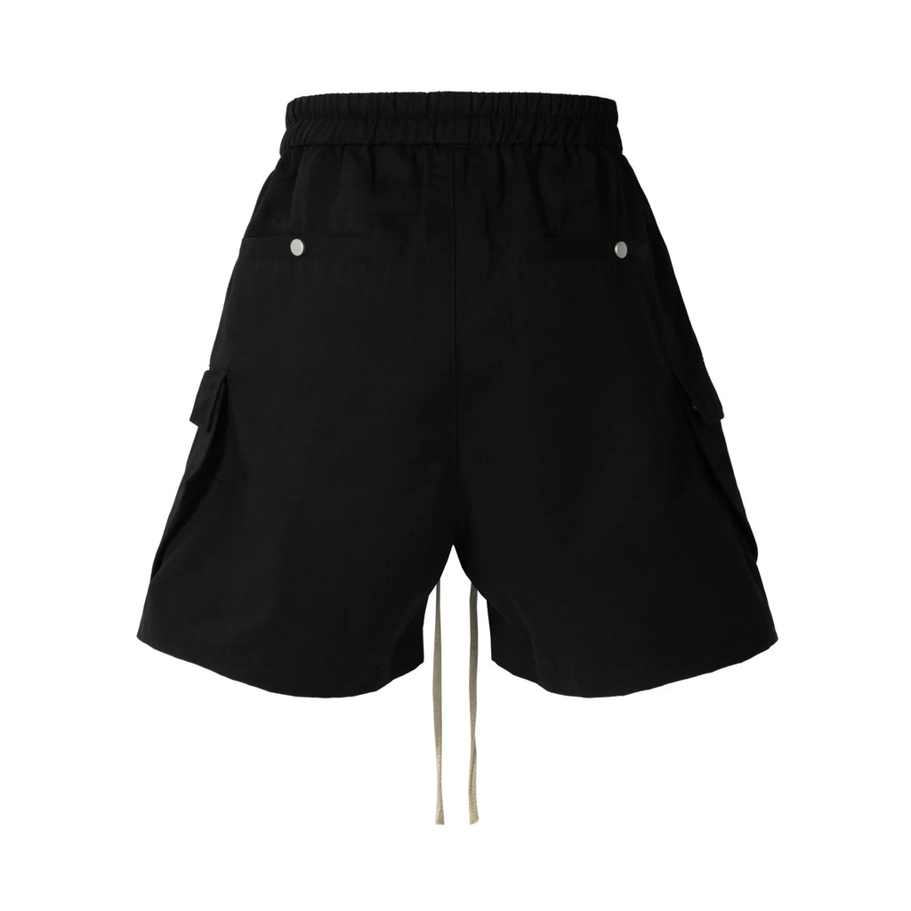 2026 American Gothic Black Hip-Hop Drawstring Multi-Pocket Cargo Shorts Summer Men's Niche Loose Straight Casual Shorts